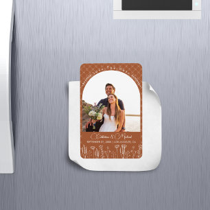 Burnt Orange Wildflower Bohemian Arch Wedding Magnet