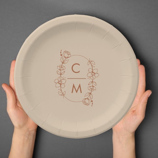 Burnt Orange Wildflower Bohemian Arch Wedding Paper Plate (Creator Uploaded)