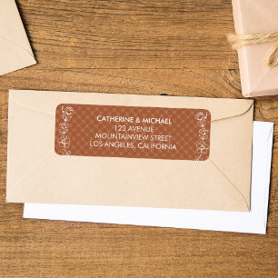 Burnt Orange Wildflower Bohemian Wedding Return Address Label