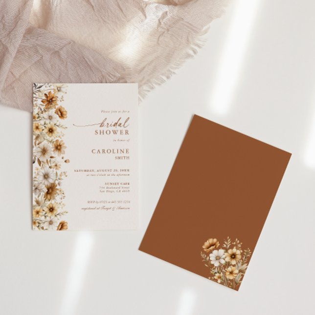 Burnt Orange Wildflower Bridal Shower Floral  Invitation (Creator Uploaded)