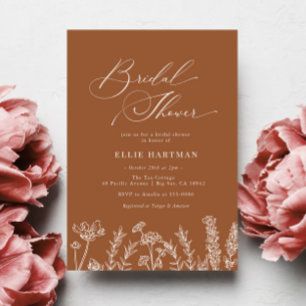 Burnt Orange Wildflower Bridal Shower Invitation