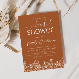 Burnt Orange Wildflower Bridal Shower Invitation