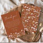 Burnt Orange Wildflower Bridal Shower Thank You<br><div class="desc">Express your gratitude with our Wildflower Bridal Shower Thank You Card. This beautifully designed card captures the essence of nature's charm, featuring vibrant wildflowers against a warm terracotta backdrop. The delicate wildflowers symbolise the beauty and uniqueness of each moment shared during the bridal shower. The terracotta colour palette adds a...</div>