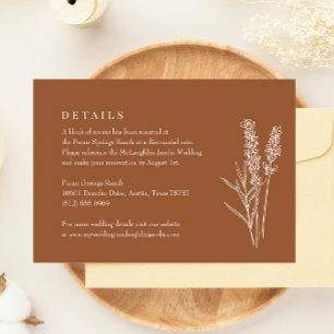 Burnt Orange Wildflower Wedding Details Enclosure RSVP Card