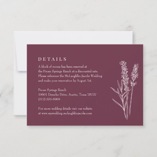 Burnt Orange Wildflower Wedding Details Enclosure  RSVP Card (Front)