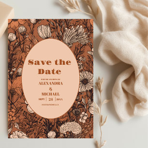 Burnt Orange Wildflowers Wedding Save The Date