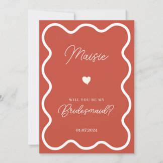 Burnt orange will you be my bridesmaid proposal invitation