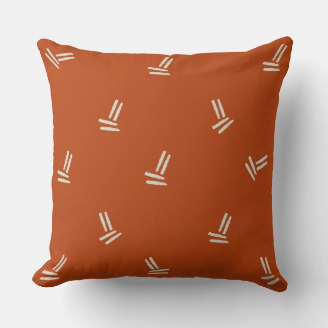 Burnt Orange with Double Lines Throw Pillow (Front)