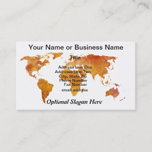 Burnt Orange World Map Business Card