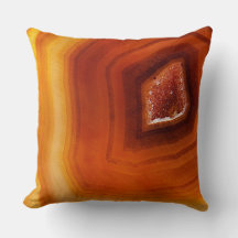 Burnt orange & yellow agate printed throw pillow