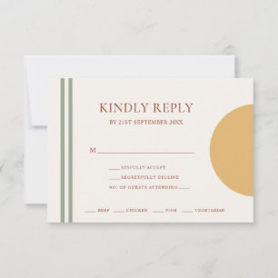 Burnt Orange Yellow Arches Menu Choice RSVP Card