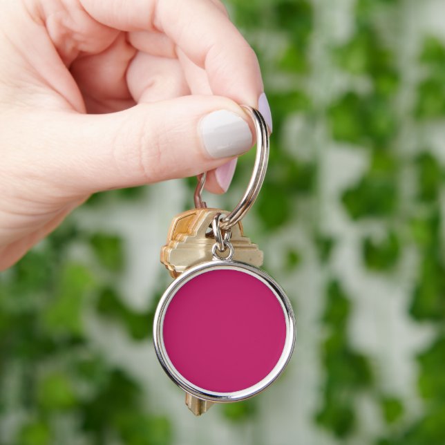 Burnt Pink Round Metal Keychain (Hand)