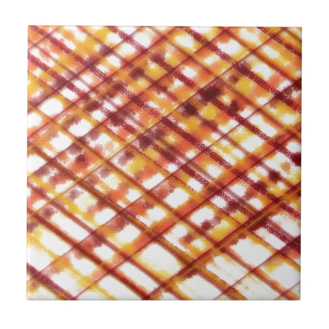 Burnt Plaid Ceramic Tile (Front)