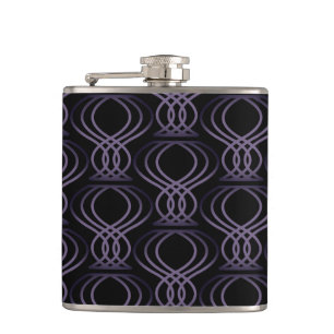 Burnt Purple and Black Finial Pattern Hip Flask