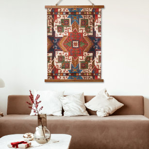 Burnt Red Anatolian Kilim Vintage Rug Wall Hanging Tapestry