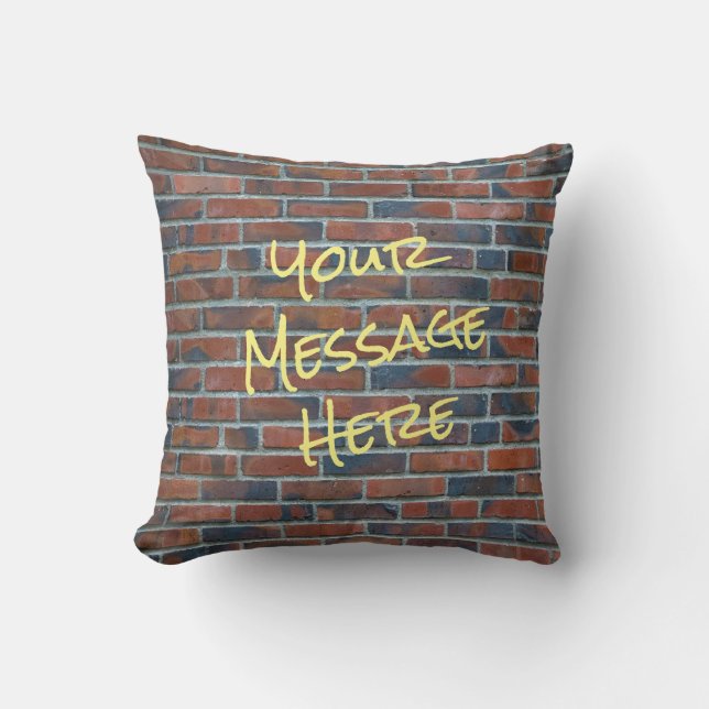 Burnt Red Brick Custom Graffiti Cushion (Front)