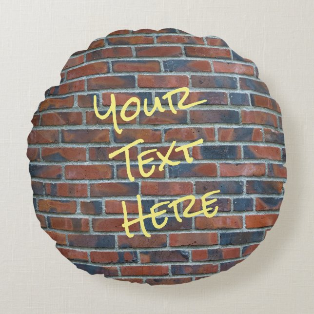 Burnt Red Brick Custom Graffiti Round Cushion (Front)