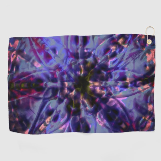 Burnt rough texture dark violet to stained purple  golf towel (Horizontal)