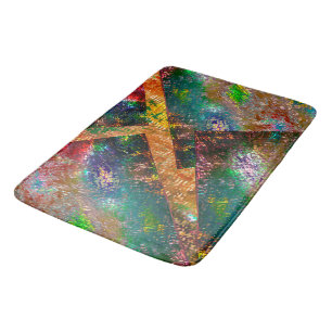 Burnt rustic colourful and messy image layers bath mat