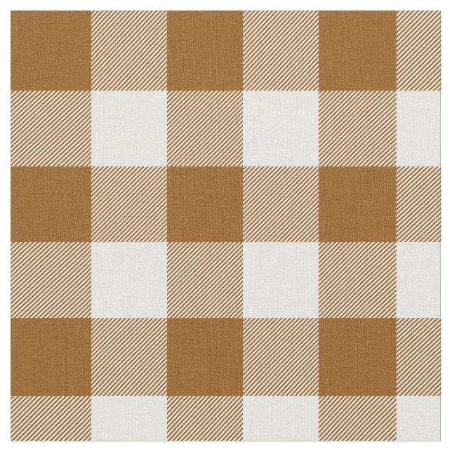 Burnt Sienna and White Gingham Plaid Fabric (Close Up)