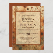 Burnt Sienna Boho Chic Wildflowers Stylish Wedding