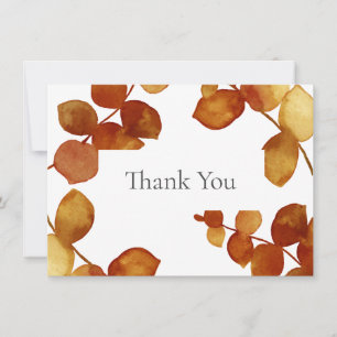 Burnt Sienna Eucalyptus Leaves Thank You Card