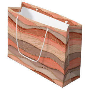 Burnt Sienna Marble with Gold Vein Accents Large Gift Bag