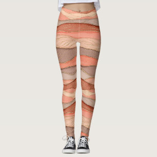 Burnt Sienna Marble with Gold Vein Accents Leggings