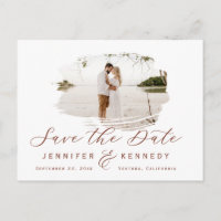 Burnt Sienna Romantic Brushed Frame Save The Date