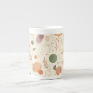 Burnt Terracotta Dusty Sage Boho Desert Fern Line Bone China Mug