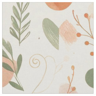 Burnt Terracotta Dusty Sage Boho Desert Fern Line Fabric