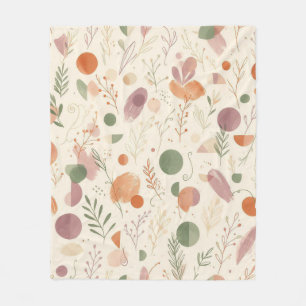 Burnt Terracotta Dusty Sage Boho Desert Fern Line Fleece Blanket
