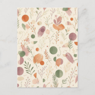 Burnt Terracotta Dusty Sage Boho Desert Fern Line  Holiday Postcard