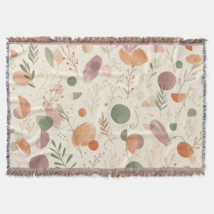 Burnt Terracotta Dusty Sage Boho Desert Fern Line Throw Blanket