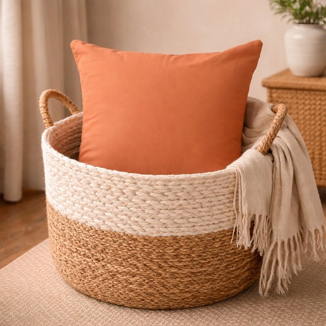 Burnt Terracotta Orange Solid Accent Cushion (Creator Uploaded)