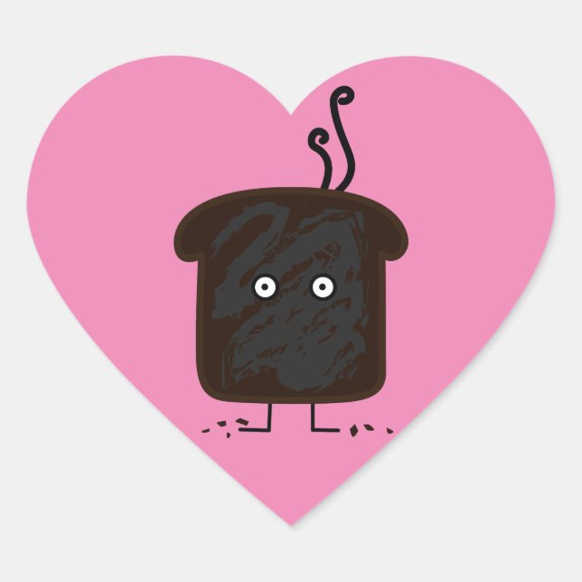 Burnt Toast smoke crumbs ashes bread Heart Sticker (Front)