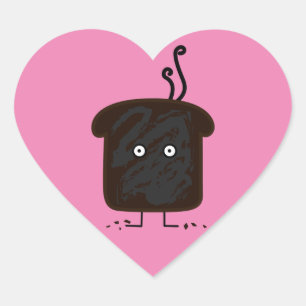 Burnt Toast smoke crumbs ashes bread Heart Sticker