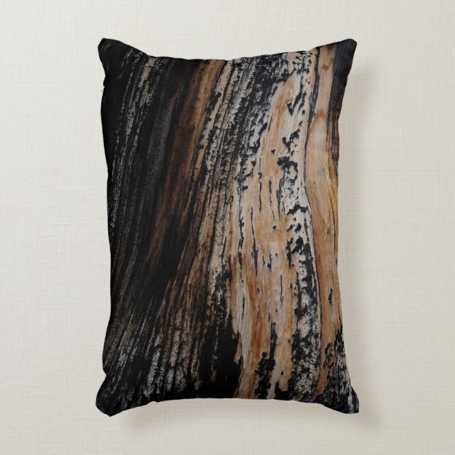 Burnt Tree Bark Texture Decorative Cushion (Front(Vertical))