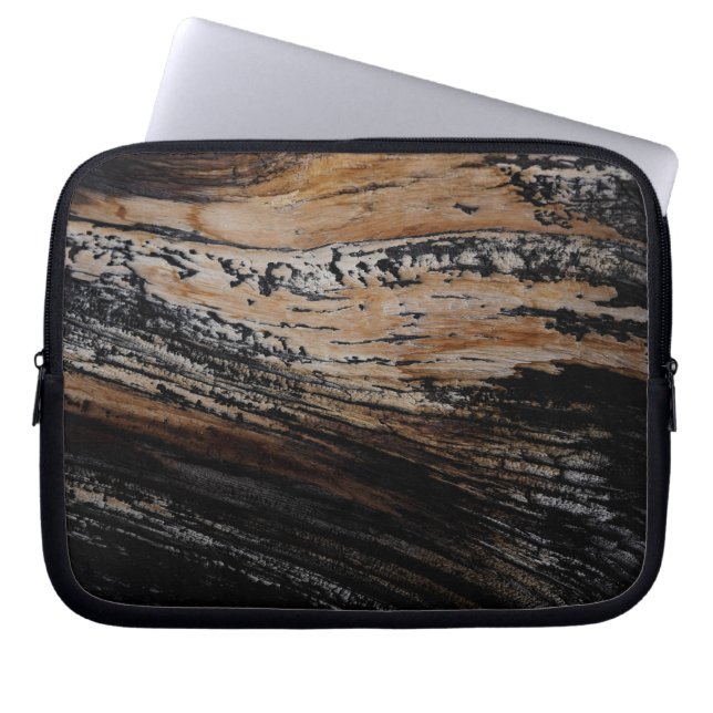 Burnt Tree Bark Texture Laptop Sleeve (Front)