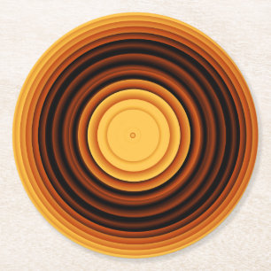 Burnt Umber Mahogany Wood Ring Style Round Paper Coaster