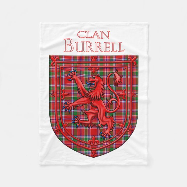 Burrell Tartan Scottish Plaid Lion Rampant Fleece Blanket (Front)