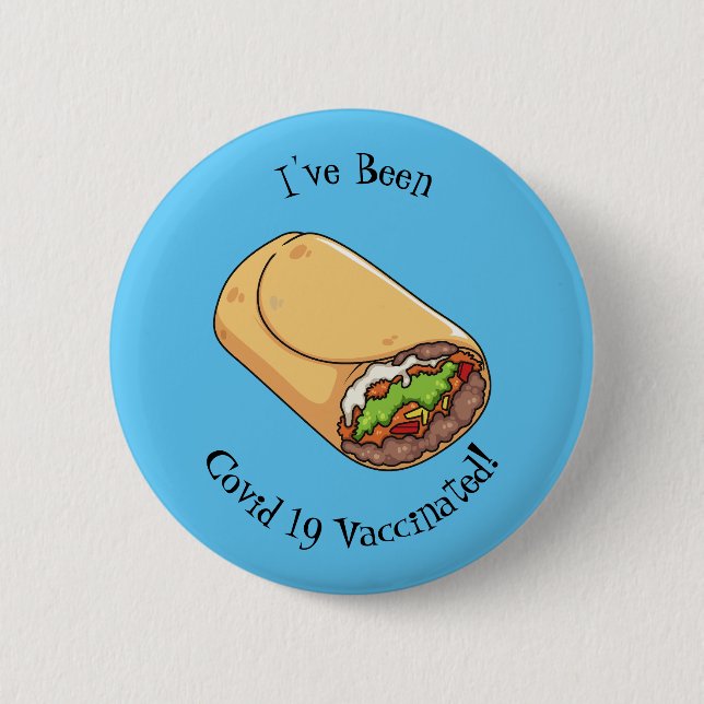 Burrito cartoon illustration 6 cm round badge (Front)