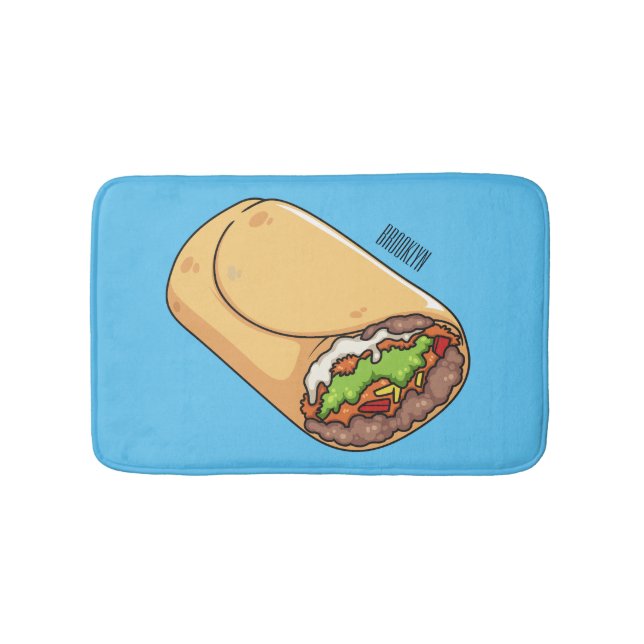 Burrito cartoon illustration  bath mat (Front)