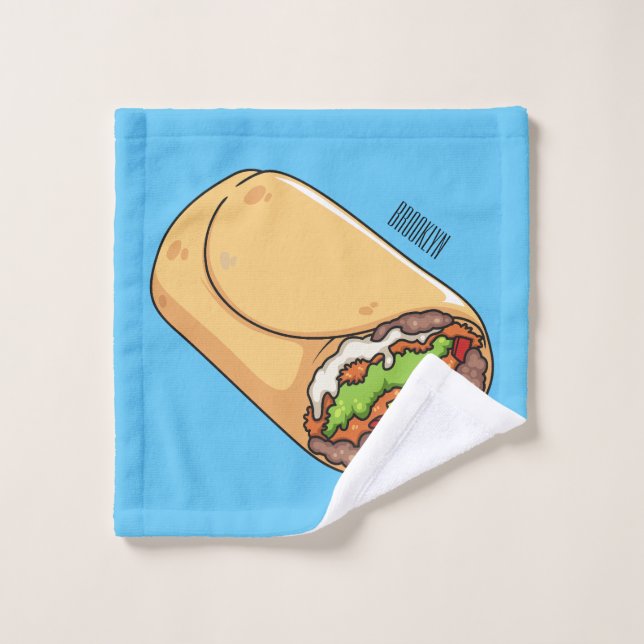 Burrito cartoon illustration bath towel set (Wash Cloth)