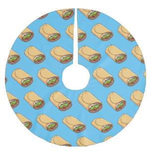 Burrito cartoon illustration  brushed polyester tree skirt
