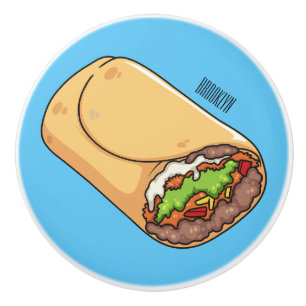 Burrito cartoon illustration ceramic knob