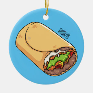 Burrito cartoon illustration  ceramic ornament