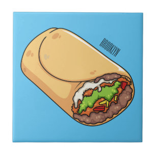 Burrito cartoon illustration ceramic tile