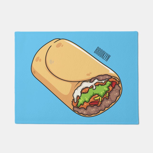 Burrito cartoon illustration doormat (Front)