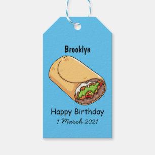 Burrito cartoon illustration gift tags